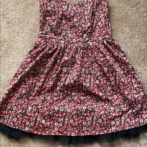 Pink floral dress with tulle detail